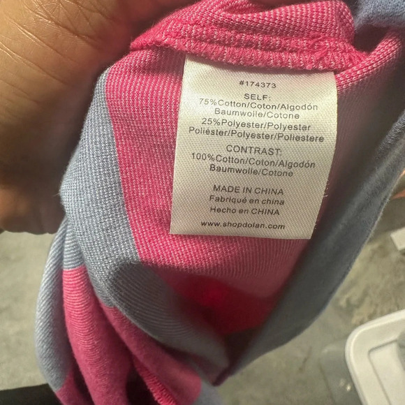 DOLAN Pink & Blue Rugby Cropped Mock-Neck Pullover, M - Picture 6 of 6